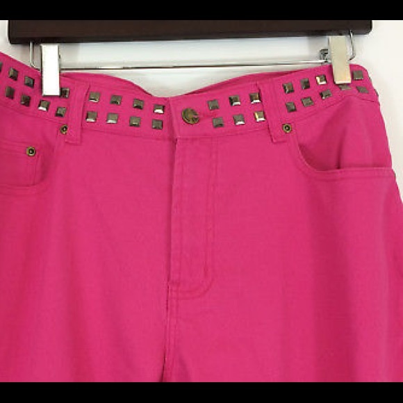 5 pocket Pink stretch Jeans SZ 12 Studs NEW - Picture 3 of 7